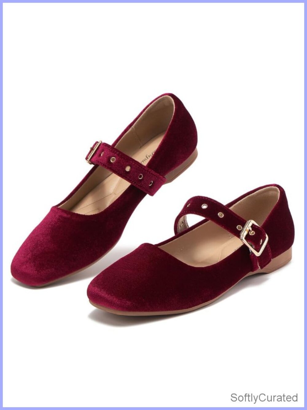 Mary Jane Square Toe Ballet Flats for Women with Arch Support and Buckle